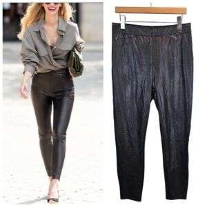 Spanx Leather Like High Rise Ankle Skinny Pants Large Sculpting Leggings Edgy